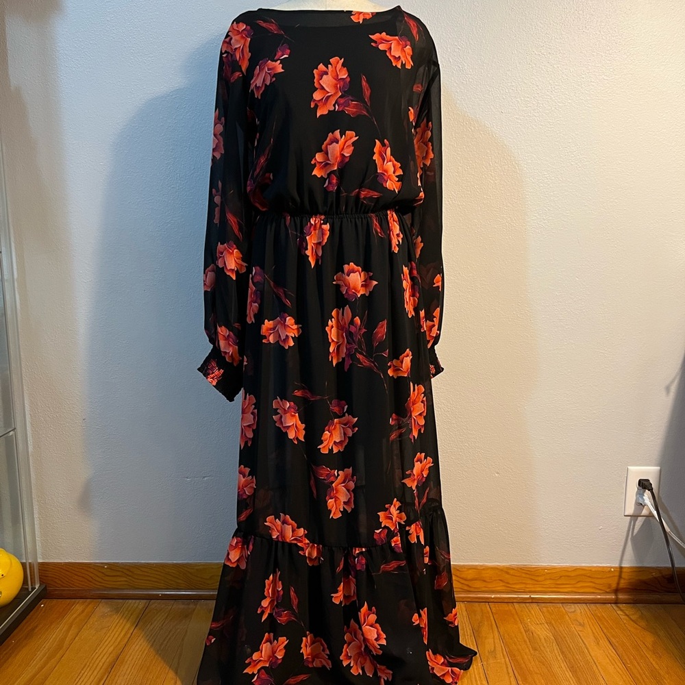 Ava & Viv Floral Long Sleeve Maxi Dress